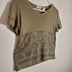 OD Green cropped top with paisley design